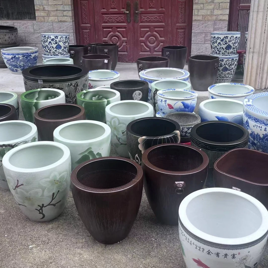 瘦高直径43高度46陶瓷鱼缸《确保不漏水》