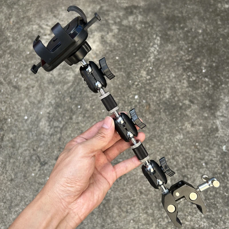 摆摊钳夹手工手机支架金属豌豆直播360万向地摊固定挖掘机小推车