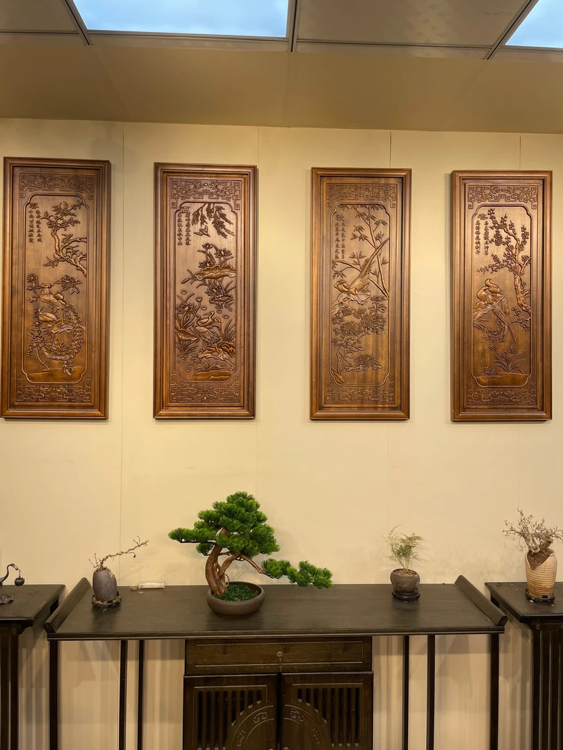 94*31整套 春夏秋冬四条屏浮雕 沙发背景墙 过道 走廊