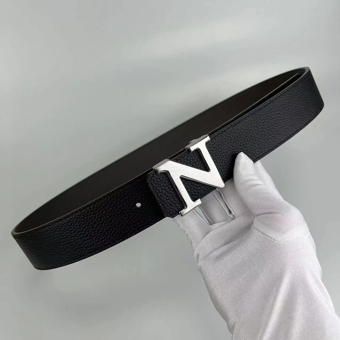【N字母扣】轻奢时尚高档男士真牛皮皮带潮流经典百搭平滑扣裤腰带N