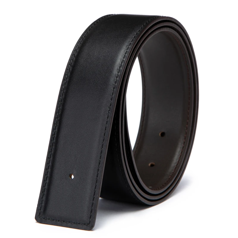 【平纹】3.8宽高档男士双面真牛皮皮带简约经典百搭平滑扣替换带身