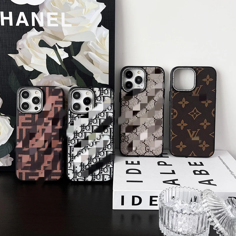 欧美复古大牌奢华水钻iPhone14promax苹果12/13pro手机壳15皮质潮