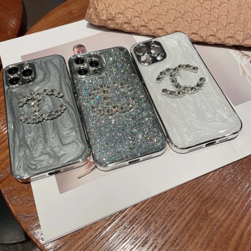 轻奢高定全包闪钻小香iPhone15promax苹果14/13/11华为p60手机壳