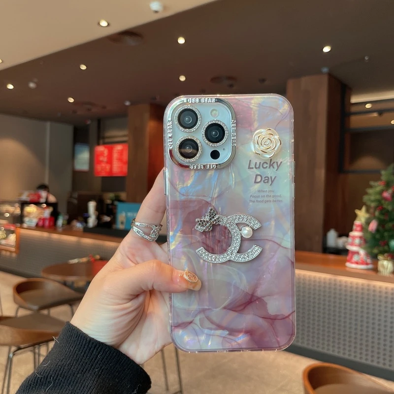 轻奢高级感晕染贝壳纹小香iPhone14promax苹果15/13/12手机壳11硬