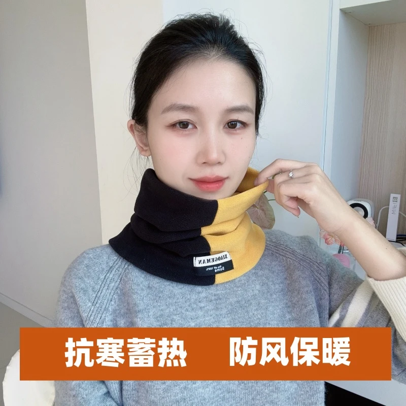秋冬季2025新款拼色保暖围脖女百搭男女同款遮脸面罩脖套防风围巾