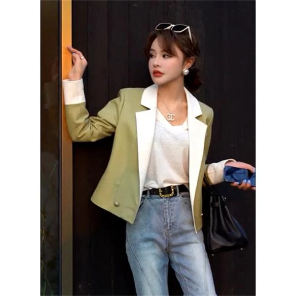 KAISER/凯撒3P5258春季女装时尚设计师气质轻奢百搭休闲长袖皮衣