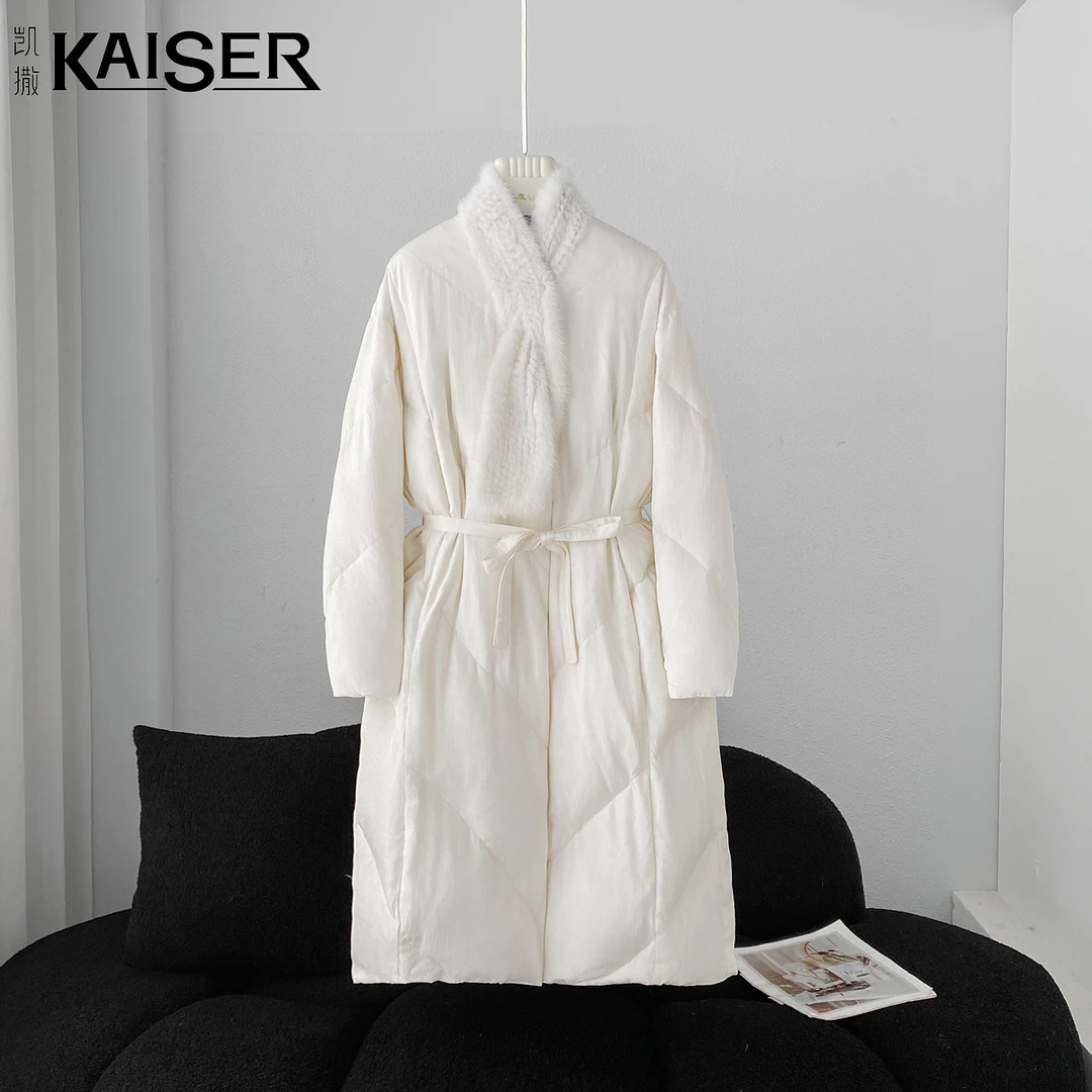 KAISER/凯撒4Y2617秋冬新款大牌风轻奢时尚长款鹅绒羽绒服外套