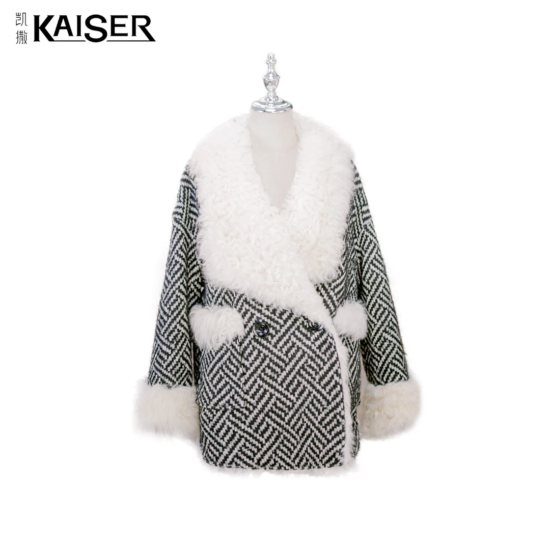 KAISER/凯撒0R9200冬季时尚皮毛一体轻奢气质女士小香风短款外套