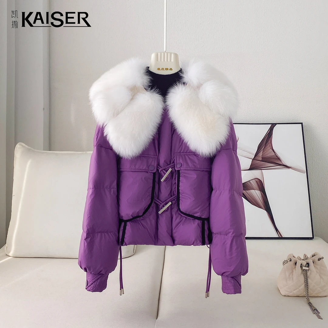 KAISER/凯撒3Y4195秋冬狐狸毛大毛领女款气质百搭加厚短款羽绒服