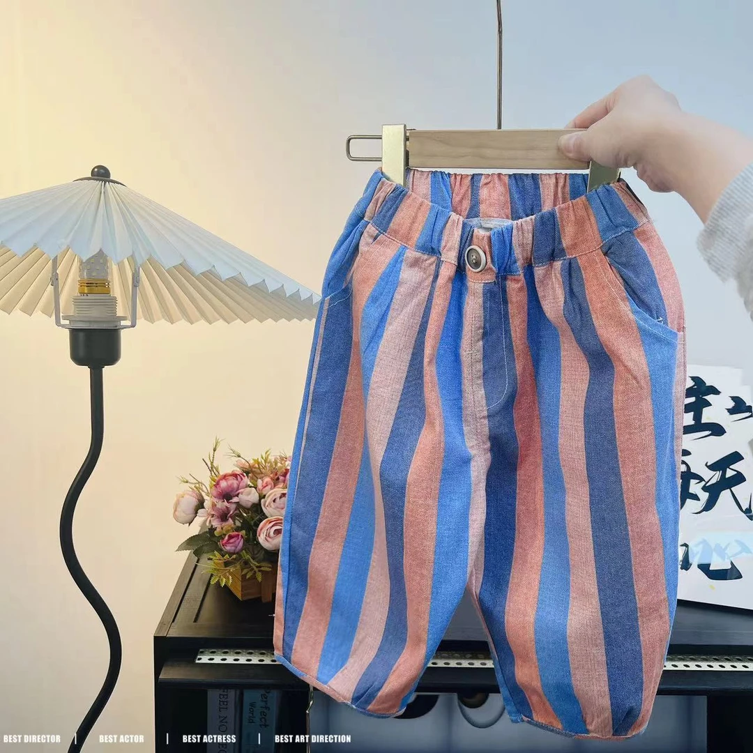 808-儿童裤子休闲裤男童宝宝夏季条纹韩版