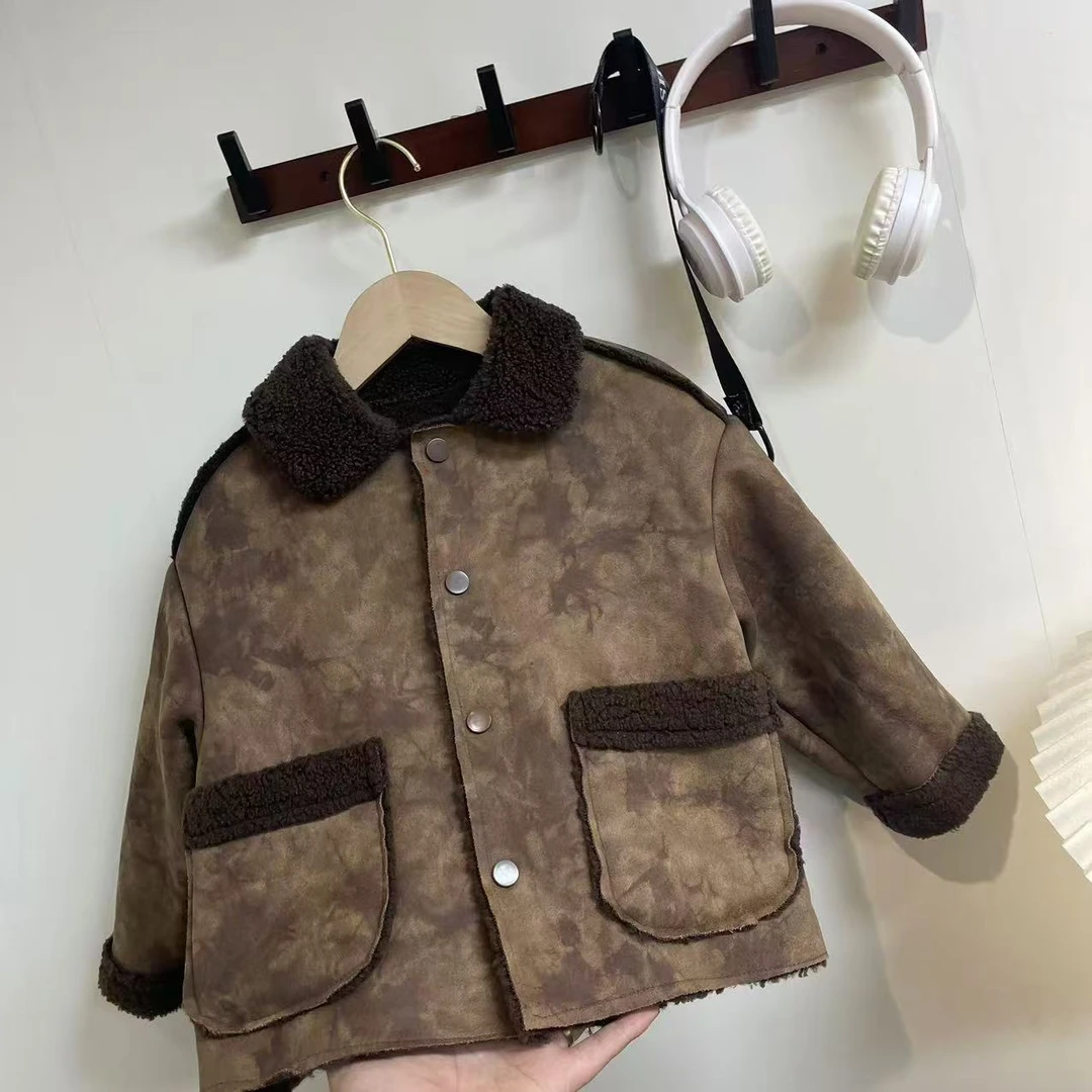 A136韩版翻领皮毛一体外套