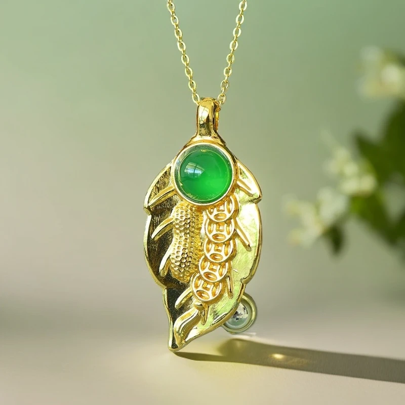 【陈鑫专属】轻奢  时尚 翠绿 大家大叶树叶吊坠项链-CH-1B