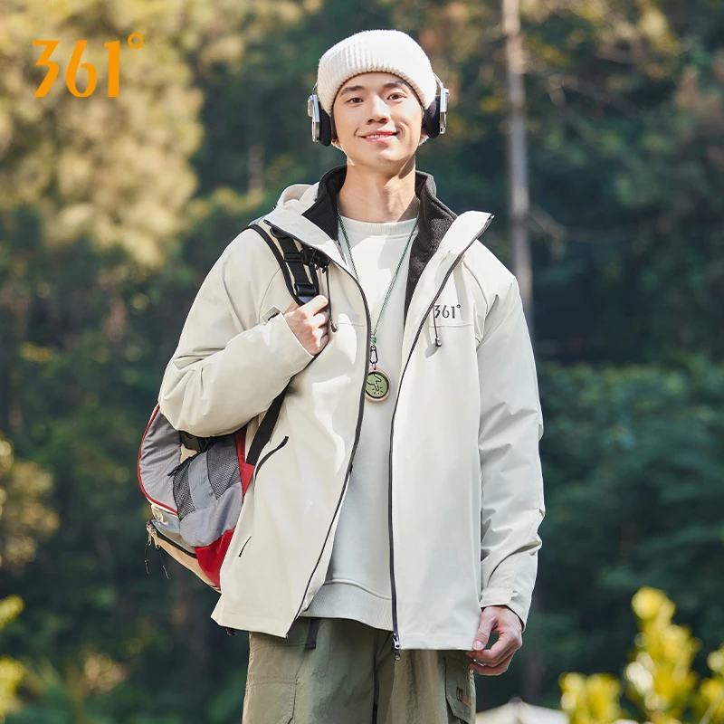 361°三合一冲锋风衣外套男款春秋时尚连帽情侣夹克运动休闲外套