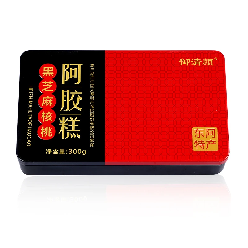 御清颜 东阿御清颜黑芝麻核桃阿胶糕 铁盒装300克/盒  传统 原产