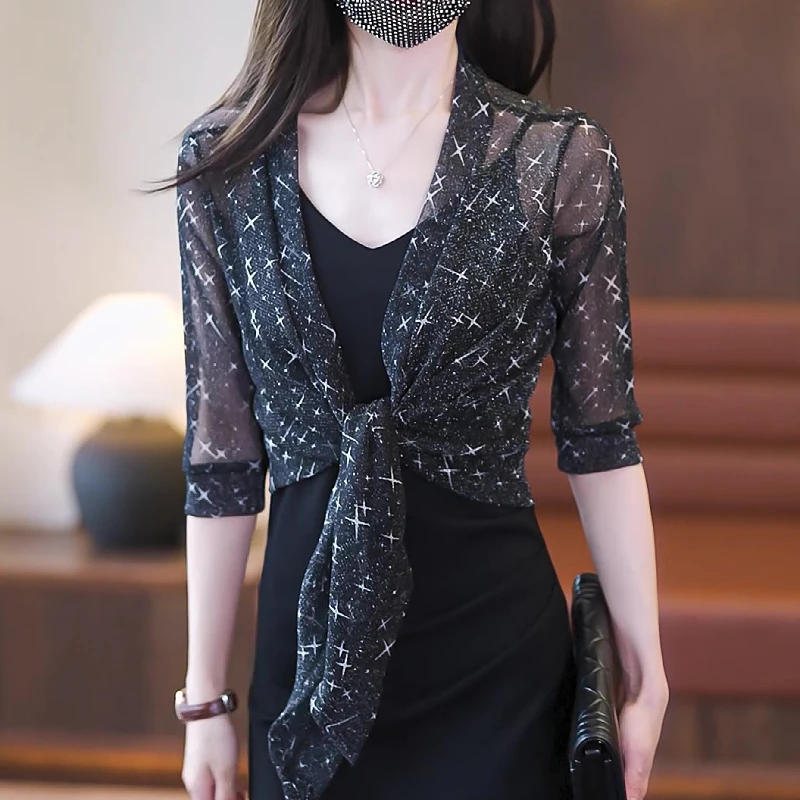 夏天外搭小披肩宽松显瘦开衫时尚洋气薄款小外套吊带裙子罩衫外披