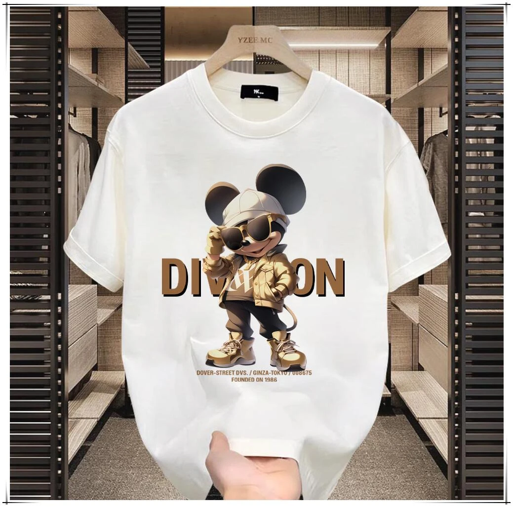 男士休闲新款纯棉短袖潮牌2024夏季卡通百搭潮流半袖印花圆领T恤