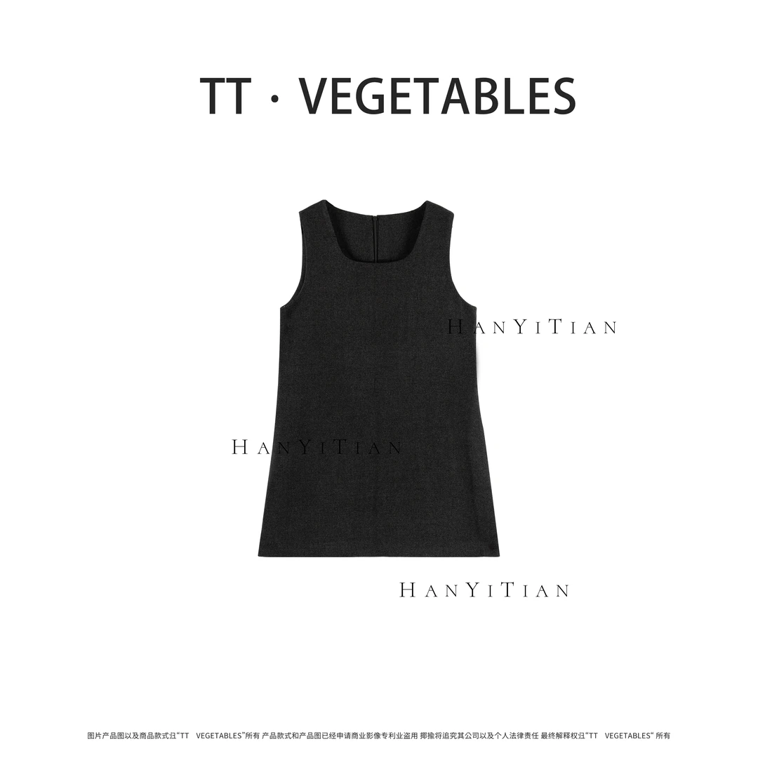 稚屿 新款百搭气质小香风无袖显瘦连衣裙923736