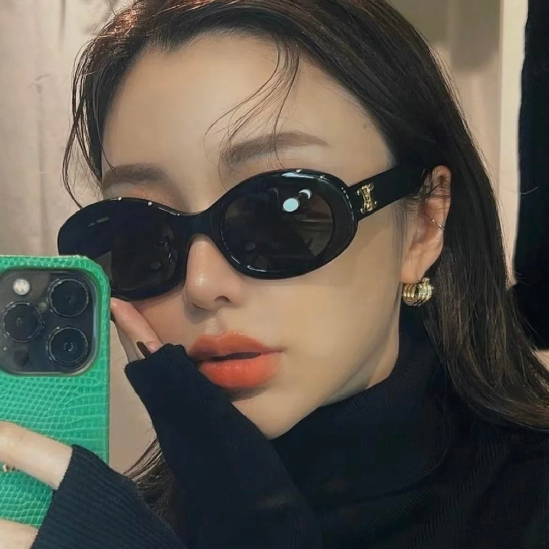 CELINE/思琳 TRIOMPHE 01 醋酸酯黑色太阳眼镜 时尚高级感墨镜