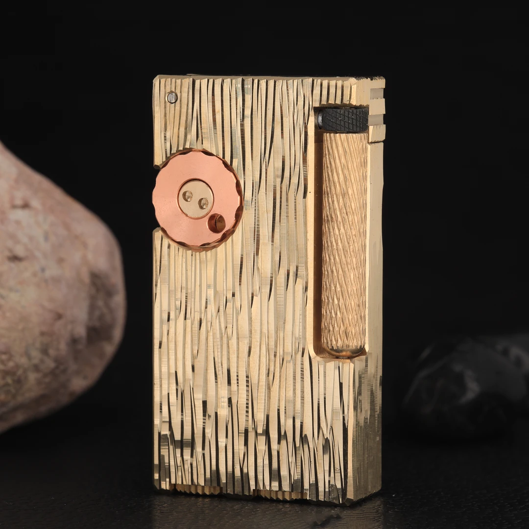 手工树皮纹黄铜煤油打火机高档商务机收藏把玩经典个性男士送礼