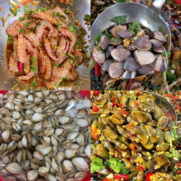 黄十二潮汕生腌3瓶装1000克厚壳虾 辽昭海瓜子 配粥配饭佳品