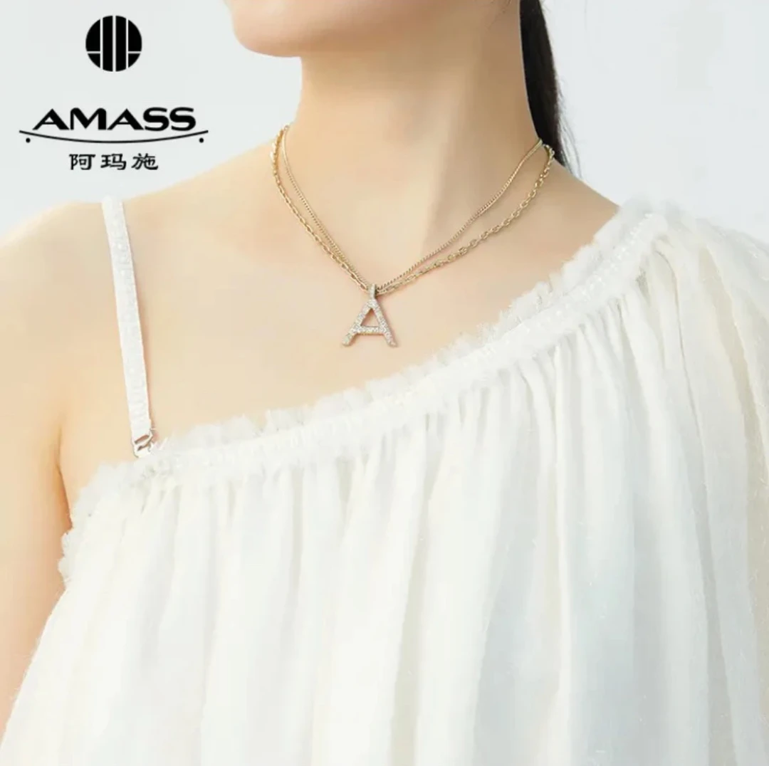 铜合金仿水晶项链 阿玛施A链时尚气质简约个性轻奢百搭5900439