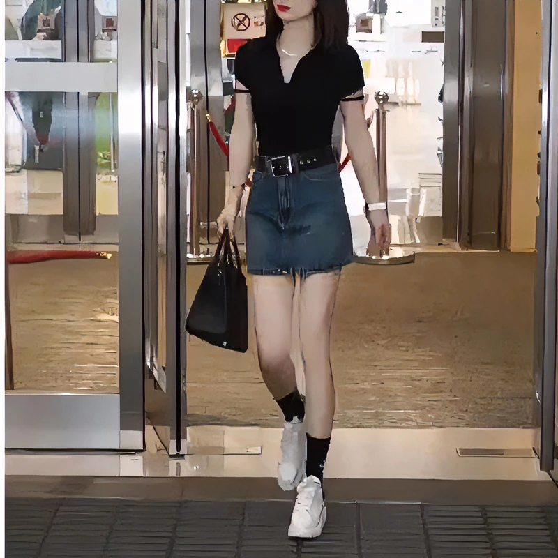 牛仔裙半身裙a字短裙女包裙春夏高腰显瘦2021新款一步裙包臀裙裤