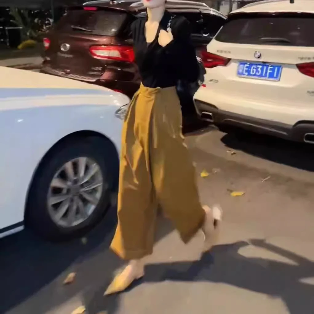 2025秋季新款显瘦气质洋气时尚长袖V领修身打底衫高腰休闲裤女