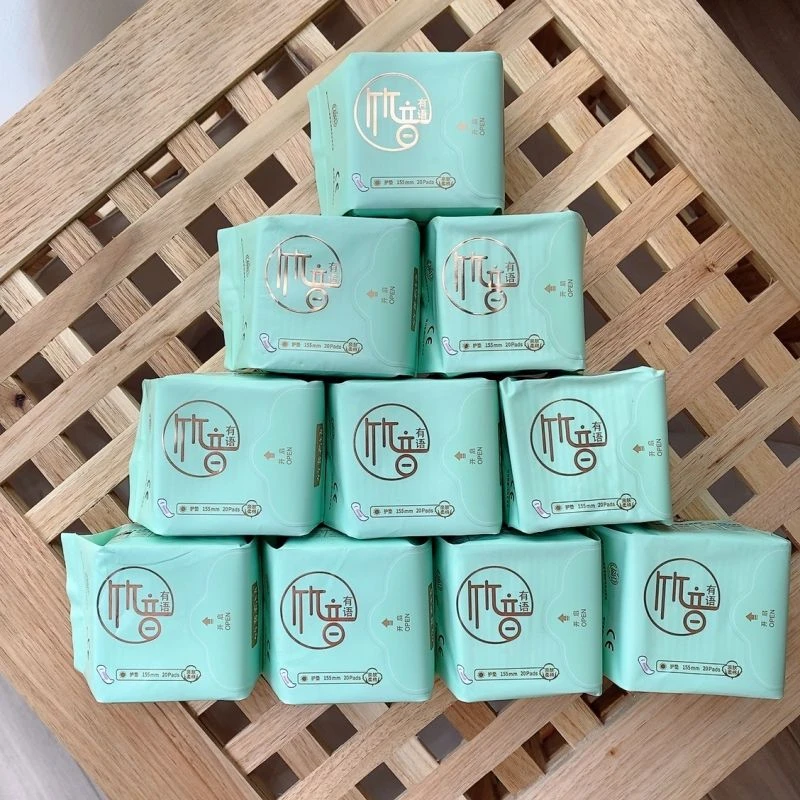 竹音有语护垫（长155,20片）亲肤棉柔超薄家用护垫卫生巾套装清新