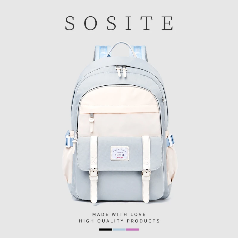 SOSITE女初中生高中生大容量书包高颜值大学生上课电脑专用背包