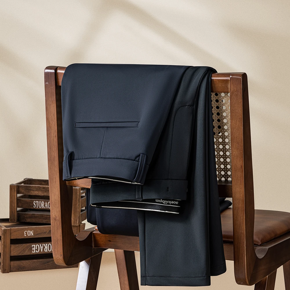 裤百万轻奢冬季男士休闲裤中年直筒宽松商务弹力百搭修身长裤