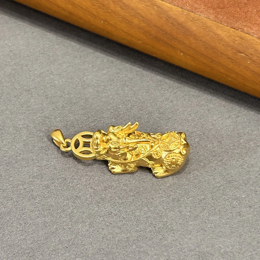 吊坠足银 【貔貅吊坠】足银铸厚金纳福貔貅吊坠