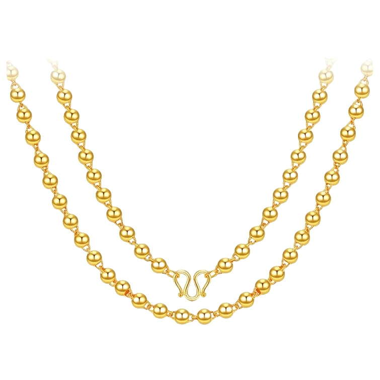 链子足银 简约百搭光面佛珠项链