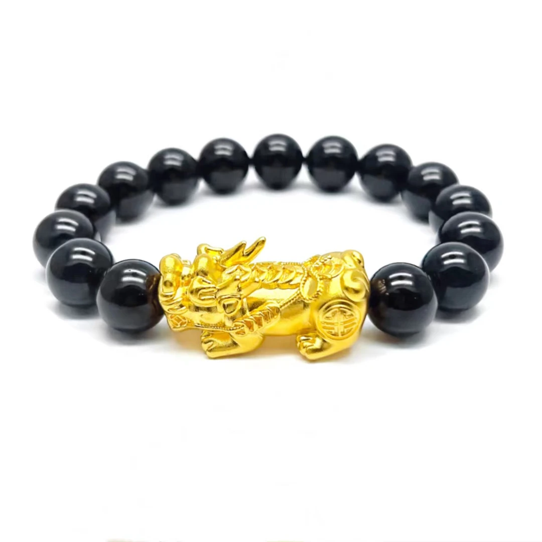 足银手链 【苏菲专属】足银铸厚金招财纳福貔貅手串