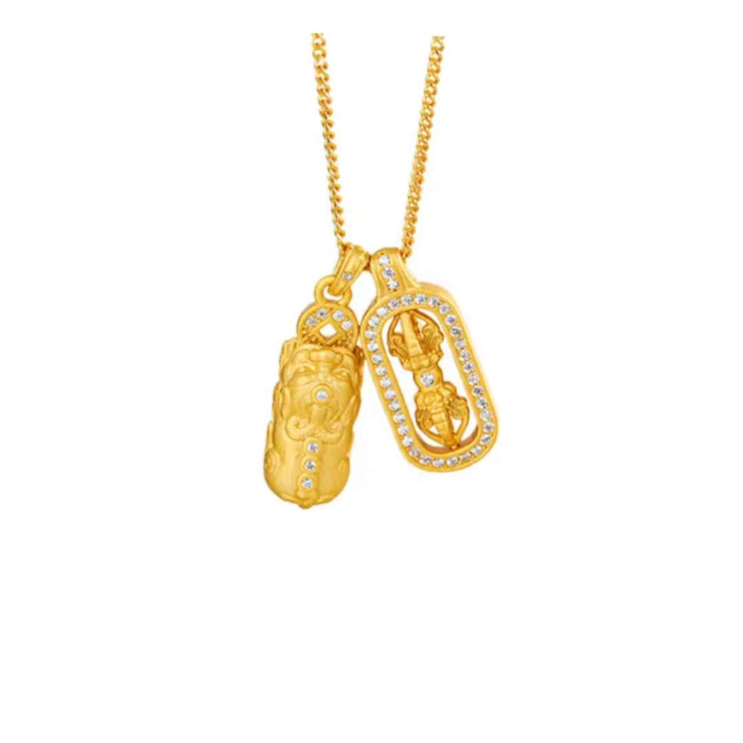 坠链均足银 国风复古金刚杵貔貅套链