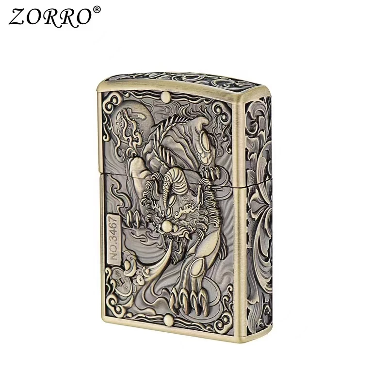 ZORRO佐罗 盔甲浮雕貔貅煤油防风打火机 限量版男士生日礼物礼品L