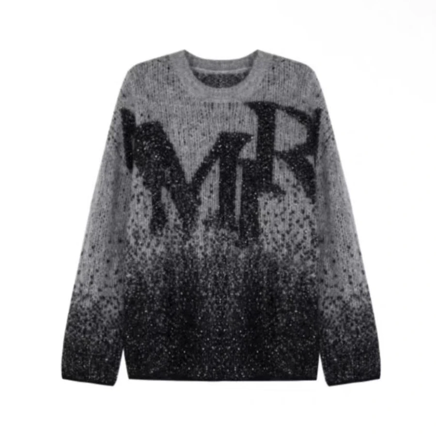 亮片拉链字母加厚毛衣女