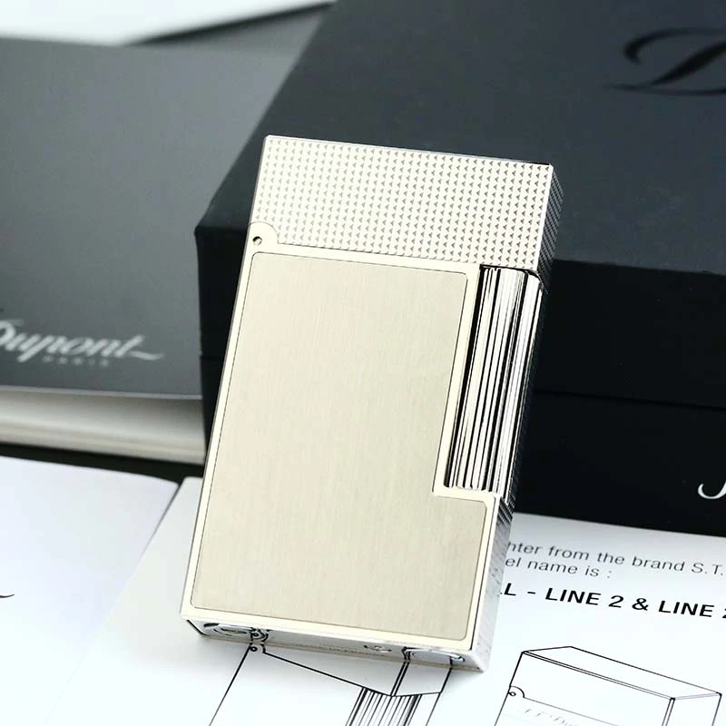 Dupont未使用充气打火机 cling银色小巴黎钉拉丝C16603