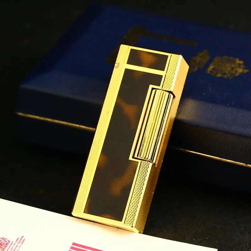 d家充气打火机间金棕色豹纹复古烟具
