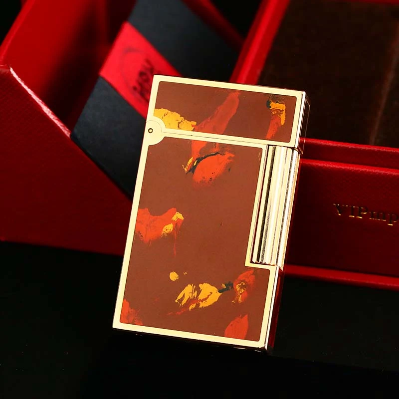 Dupont充气打火机红色油画中国漆L2大号收藏款现货送礼