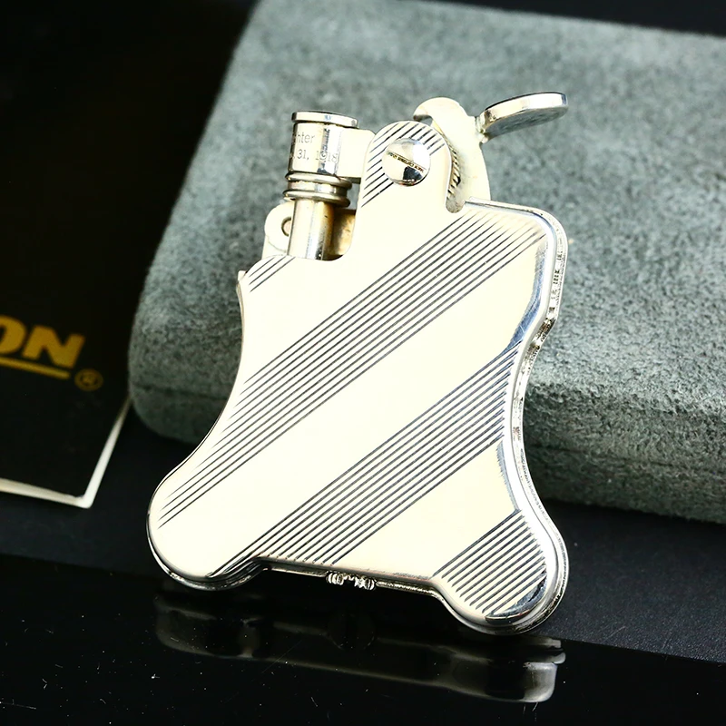RONSON煤油打火机银色镜面斜条班卓琴磕头时尚创意个性经典