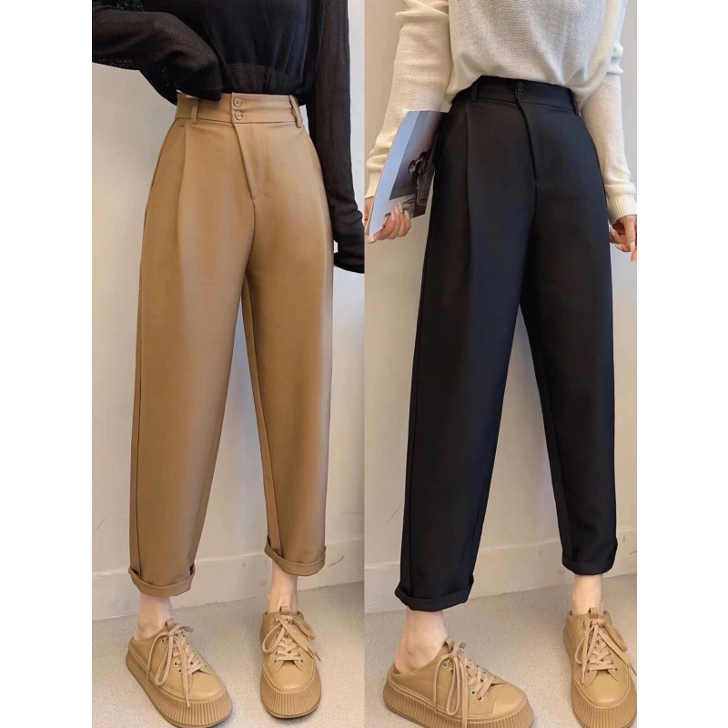 【萱萱服饰】XXK120早秋新款休闲百搭宽松显瘦垂感设计感西装直筒裤
