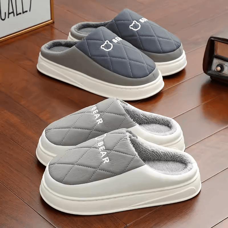 羽绒布棉拖鞋男士秋冬季外穿2023新款室内家居防水保暖毛拖鞋男款