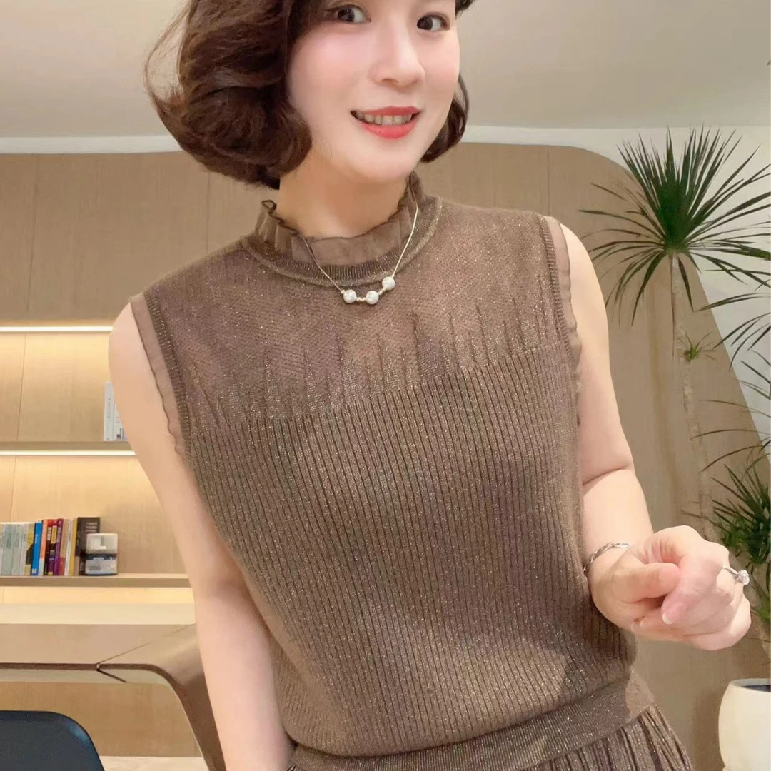 圆领无袖套头马甲毛衣时尚休闲百搭针织#DQ5933