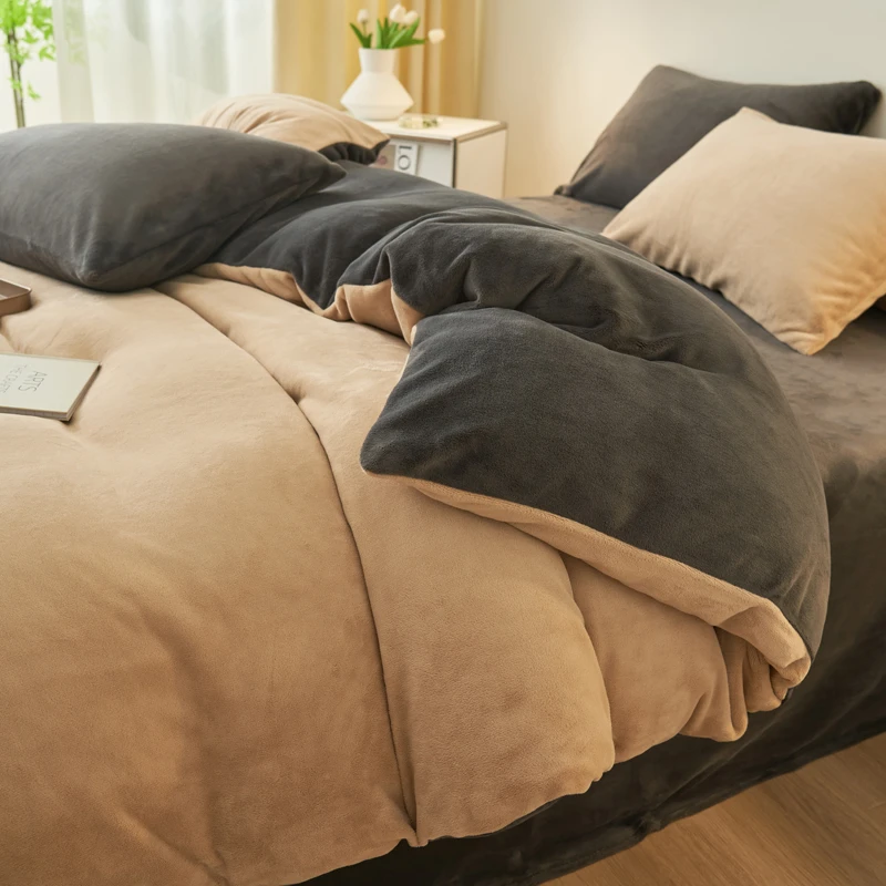 冬季牛奶绒被套单件冬天法兰珊瑚绒被罩150x200双面加绒单人2米34