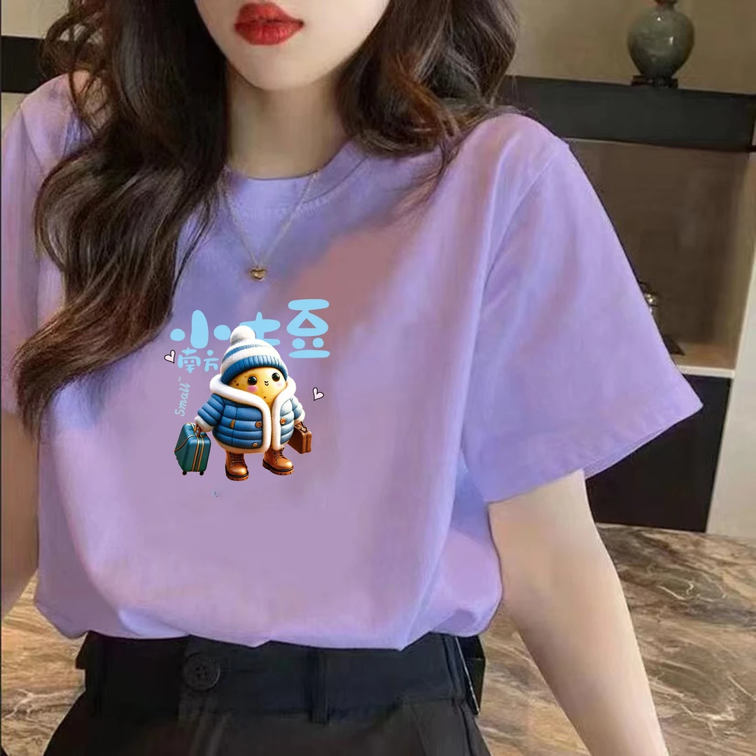 夏季新款大码短袖休闲运动情侣圆领时尚印花半袖百搭潮流设计感in