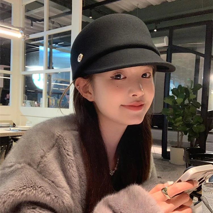 羊毛呢八角帽子女秋冬韩国小香贝雷帽骑士礼帽海军报童英伦马术帽