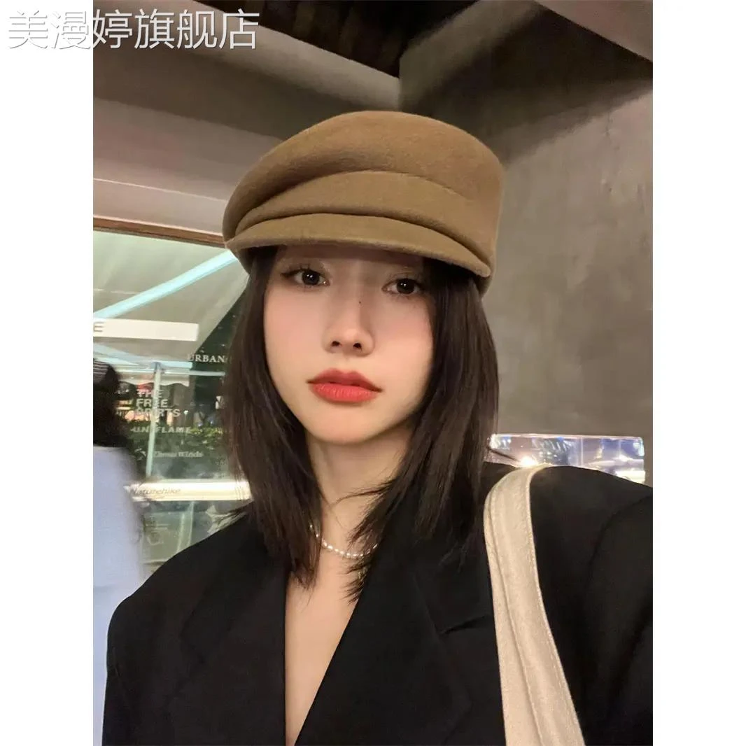 时髦精fever同款~日系纯羊毛报童帽女秋冬鸭舌帽显脸小贝雷帽礼帽