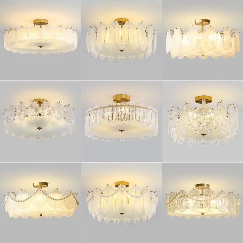 简约现代卧室灯网红轻奢艺术玻璃2022年新款复古书房法式灯吸顶灯