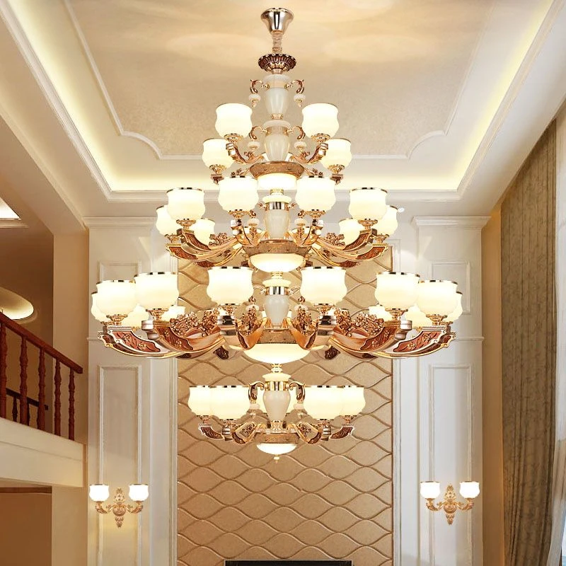 复式楼别墅酒店欧式新中式美式客厅卧室灯楼中楼中空复式楼大吊灯