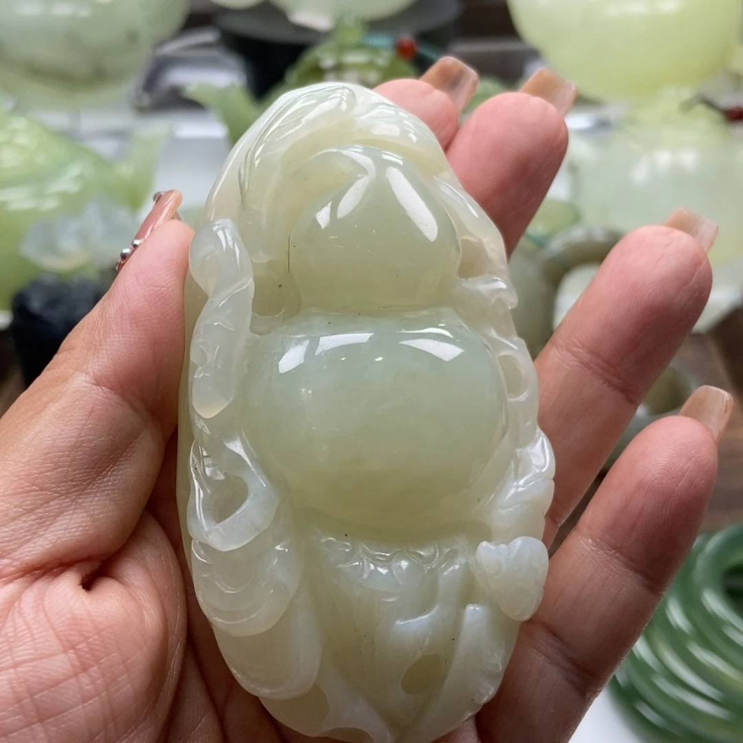 蛇纹石玉手把件未镶嵌